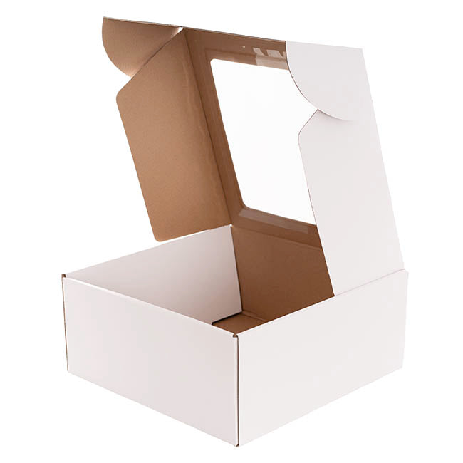 Hamper Gift Box PVC Window Square White (29.5x28.5x12.5cmH)