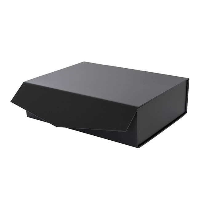 Regency Hamper Box Magnetic V-Flap Medium Black (32x24x9cmH)