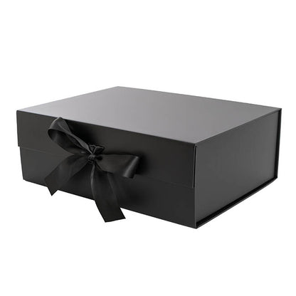 Signature Hamper Gift Box Ribbon Medium Black (34x26x12cmH)