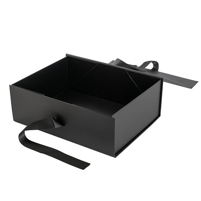 Signature Hamper Gift Box Ribbon Medium Black (34x26x12cmH)