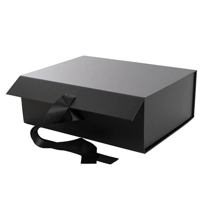 Signature Hamper Gift Box Ribbon Medium Black (34x26x12cmH)