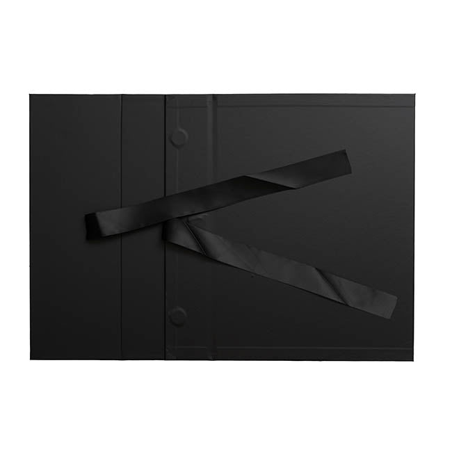 Signature Hamper Gift Box Ribbon Medium Black (34x26x12cmH)