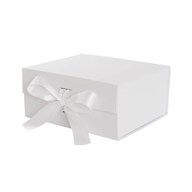 Signature Hamper Magnetic Box & Ribbon S White (24x21x11cmH)