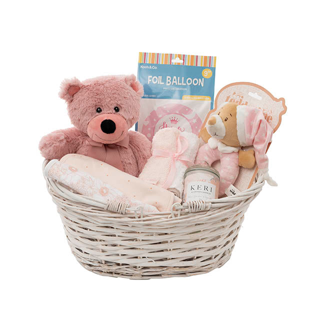 Jelly Bean Teddy Bear Gift Basket Baby Hamper Pink