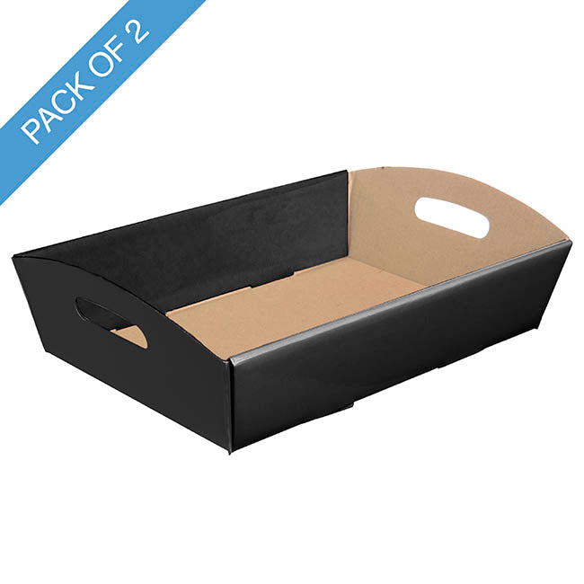 Hamper Tray Flat Pack Large Black Pack 2 (45x30x9cmH)