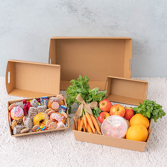 Hamper Tray Flat Pack Large Kraft Brown (43x28.5x9cmH)