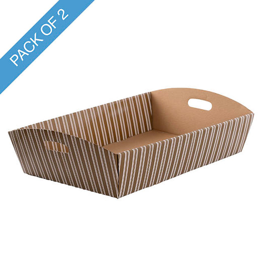 Hamper Tray Flat Pack Large Stripes Gold Pack 2 (45x30x9cmH)