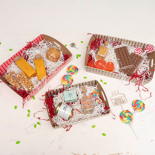 Hamper Tray Flat Pack Large Stripes Gold Pack 2 (45x30x9cmH)