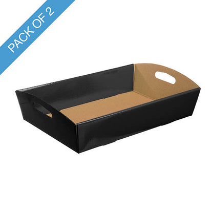 Hamper Tray Flat Pack Medium Black Pack 2 (34x22x7cmH)