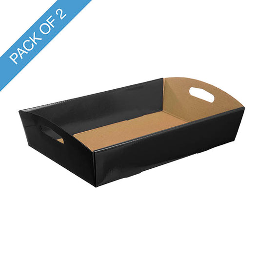 Hamper Tray Flat Pack Medium Black Pack 2 (34x22x7cmH)