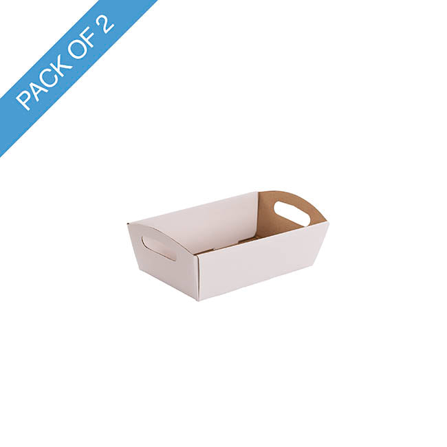 Hamper Tray Flat Pack Mini White Pack 2 (20x12.5x6cmH)
