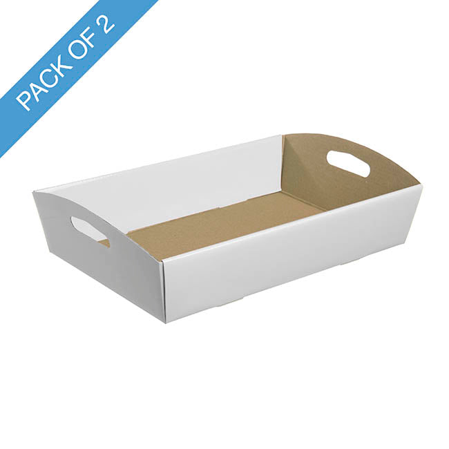 Hamper Tray Flat Pack Medium White Pack 2 (34x22x7cmH)
