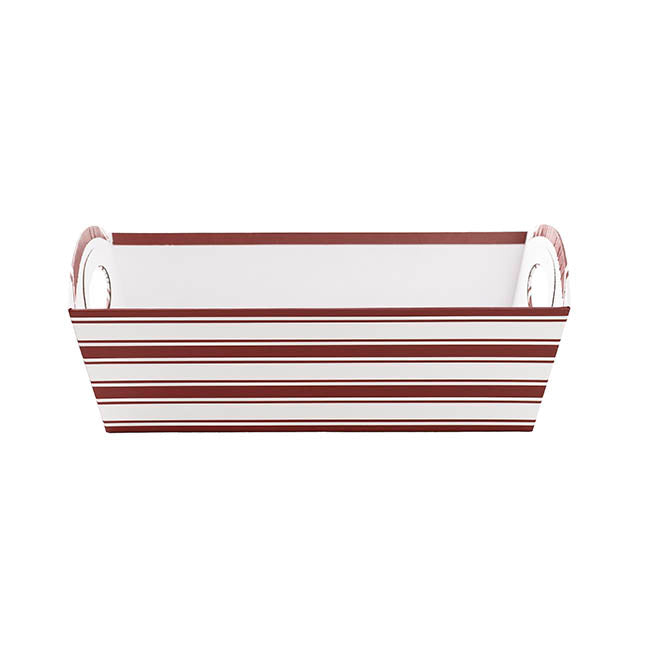 Hamper Tray Rigid Stripes Large Red White (33x23x12cmH)