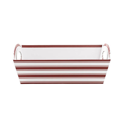 Hamper Tray Rigid Stripes Large Red White (33x23x12cmH)