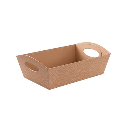 Hamper Tray Rigid Art Deco Lattice Large Kraft (33x23x12cmH)