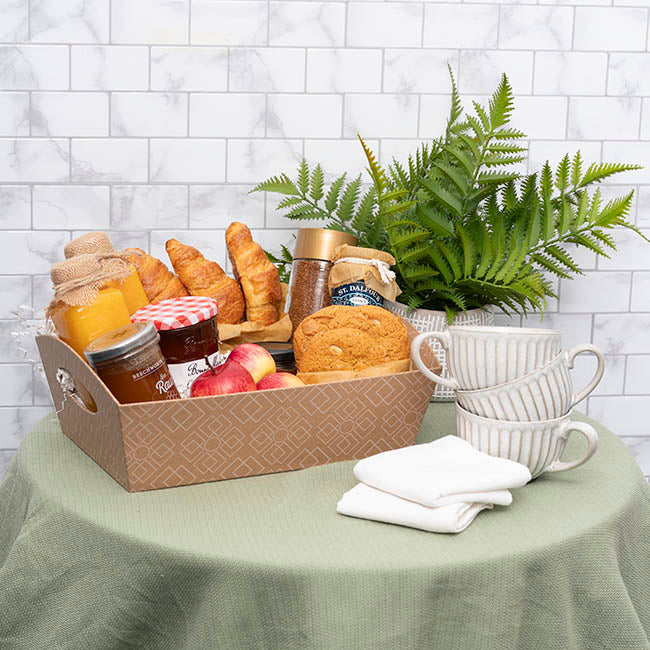 Hamper Tray Rigid Art Deco Lattice Large Kraft (33x23x12cmH)