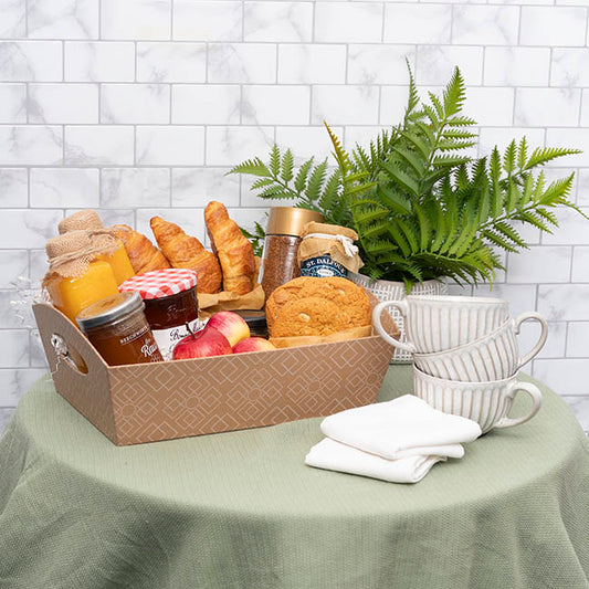 Hamper Tray Rigid Art Deco Lattice Large Kraft (33x23x12cmH)