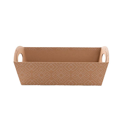 Hamper Tray Rigid Art Deco Lattice Large Kraft (33x23x12cmH)
