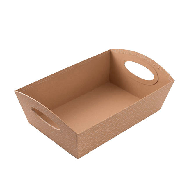Hamper Tray Rigid Art Deco Lattice Large Kraft (33x23x12cmH)