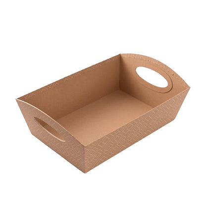 Hamper Tray Rigid Art Deco Lattice Large Kraft (33x23x12cmH)
