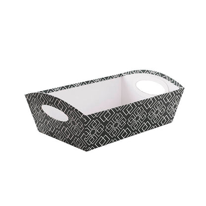 Hamper Tray Rigid Art Deco Lattice Lge Charcoal(33x23x12cmH)
