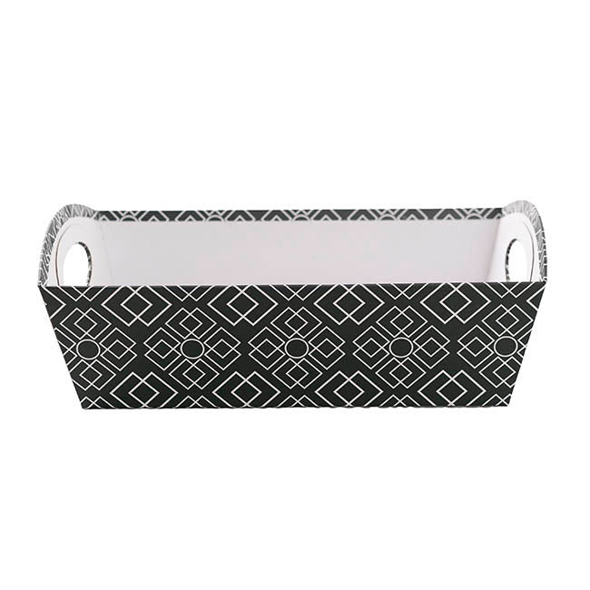 Hamper Tray Rigid Art Deco Lattice Lge Charcoal(33x23x12cmH)