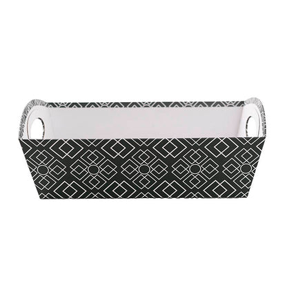 Hamper Tray Rigid Art Deco Lattice Lge Charcoal(33x23x12cmH)