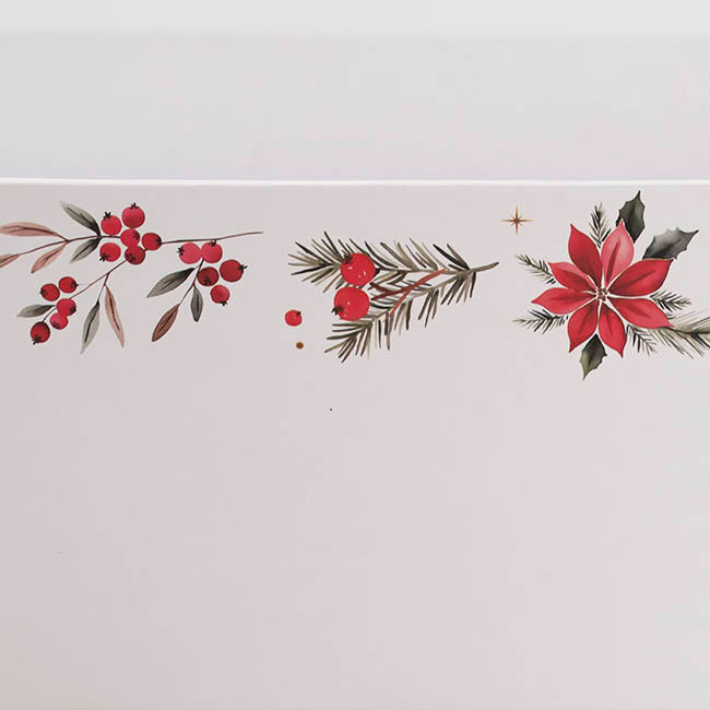 Hamper Tray Rigid Poinsettia Large White (33x23x12cmH)