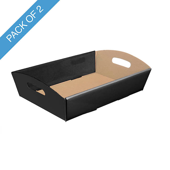 Hamper Tray Flat Pack Small Black Pack 2 (30x19x6cmH)