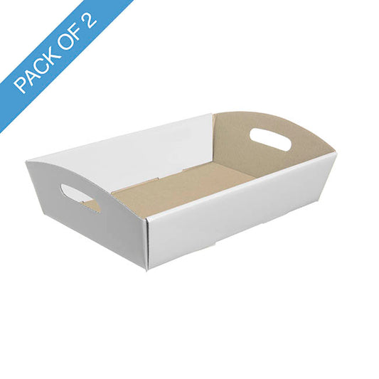 Hamper Tray Flat Pack Small White Pack 2 (30x19x6cmH)