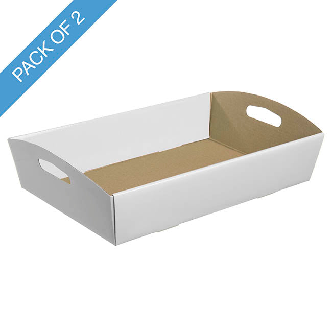 Hamper Tray Flat Pack Large White Pack 2 (45x30x9cmH)