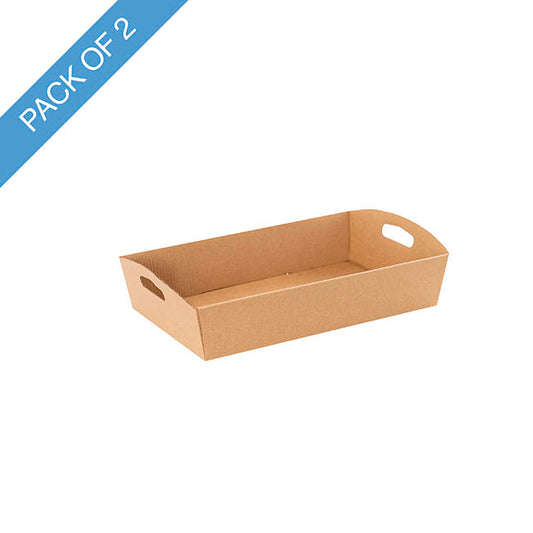 Hamper Tray Flat Pack Extra Small Brown Pk2 (25x16x6cmH)