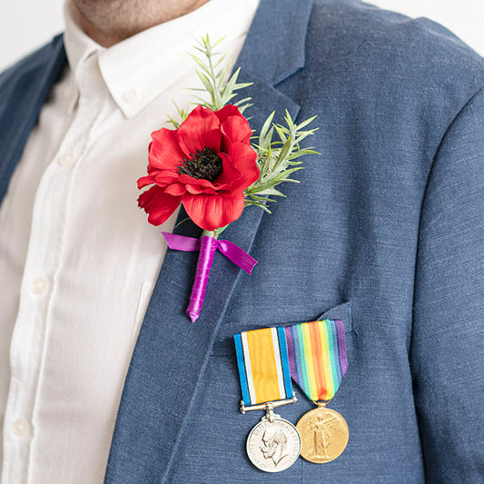 Anzac Day Poppy Buttonhole