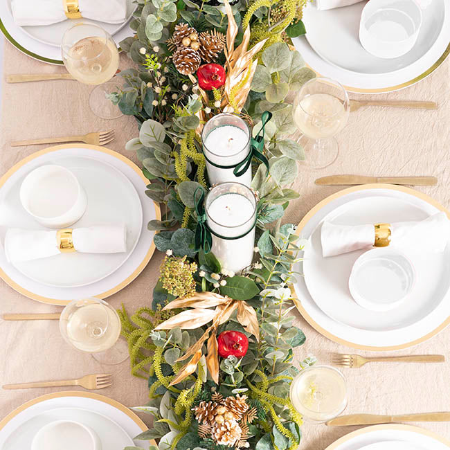 Evergreen Blooms Festive Tablescape