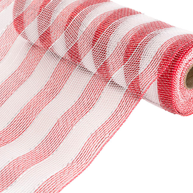 Plastic Mesh Narrow Roll Metallic Candy Stripe (25cmx9m)