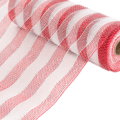 Plastic Mesh Narrow Roll Metallic Candy Stripe (25cmx9m)