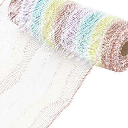 Plastic Mesh Narrow Roll Pastel Stripes (25cmx10m)