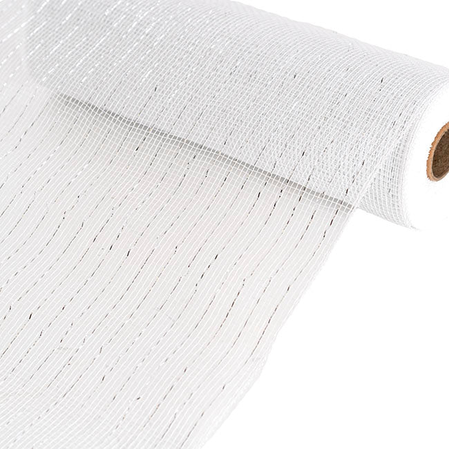 Plastic Mesh Narrow Roll Metallic White (25cmx9m)