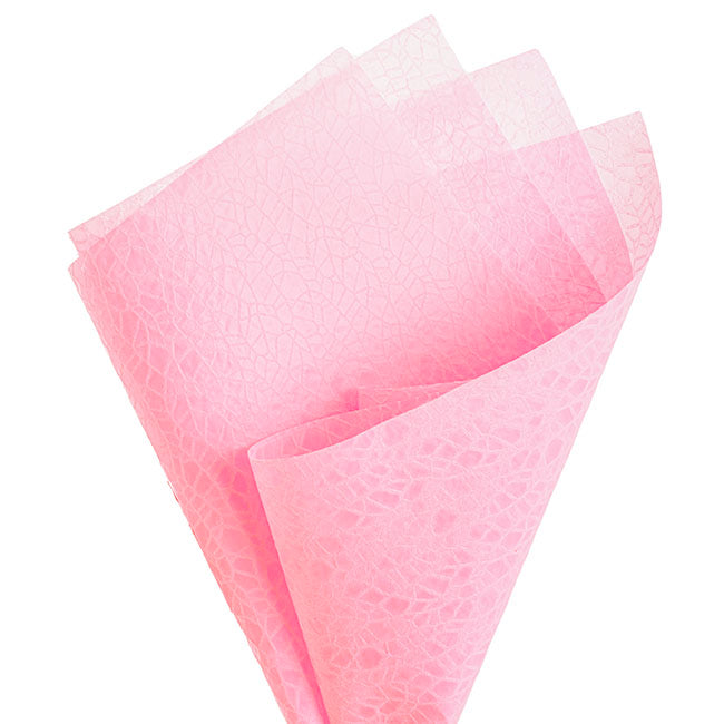 Nonwoven Embossed Wrap Sheets Bark Pink (50x70cm) Pack 50