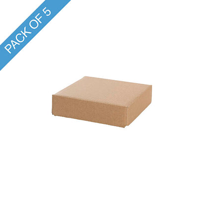 Posy Box Lid Mini Matte Kraft Pack 5 (14x14x3.5cmH)