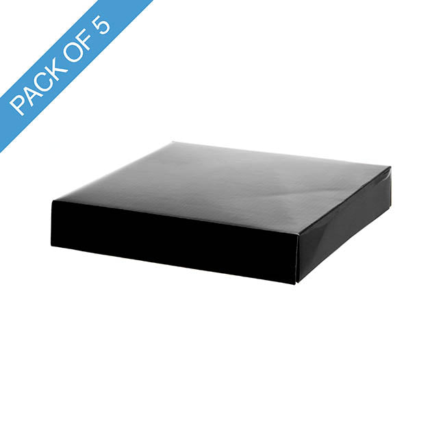 Posy Box Lid Large Gloss Black Pack 5 (22x22x4cmH)