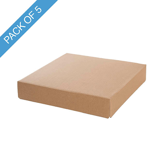 Posy Box Lid Large Kraft Brown Pack 5 (22x22x4cmH)