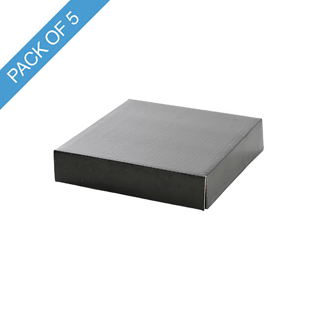 Posy Box Lid Medium Gloss Black Pack 5 (16.5x16.5x4cmH)