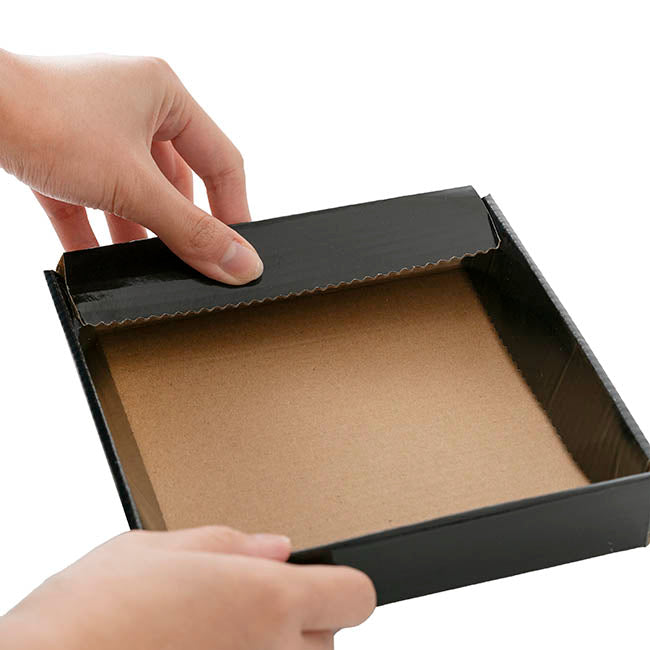 Posy Box Lid Medium Gloss Black Pack 5 (16.5x16.5x4cmH)