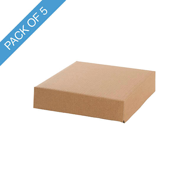 Posy Box Lid Medium Kraft Brown Pack 5 (16.5x16.5x4cmH)