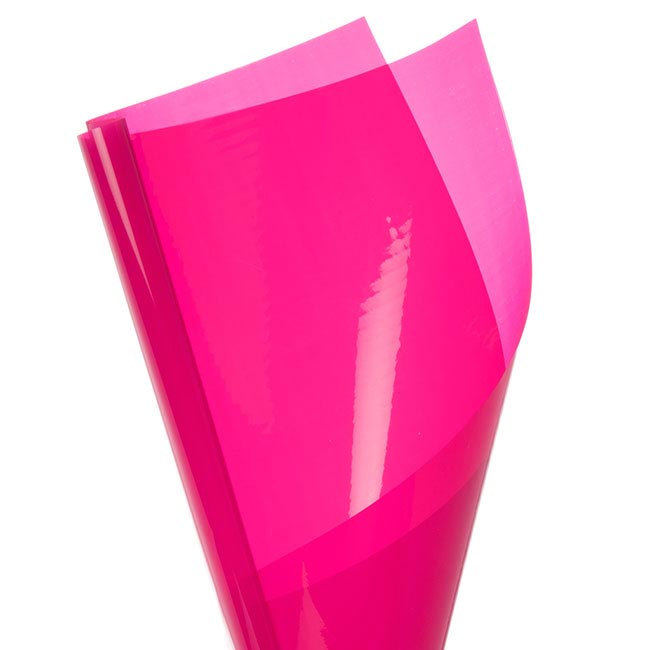 Coloured Cellophane 40 micron Hot Pink (50x70cm) Pack 150