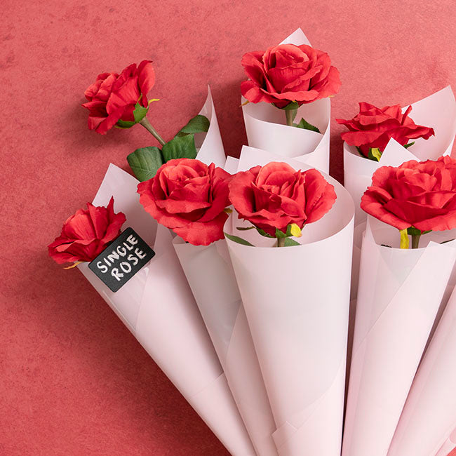 Coloured Cellophane 40 micron Dusty Pink (50x70cm) Pack 150