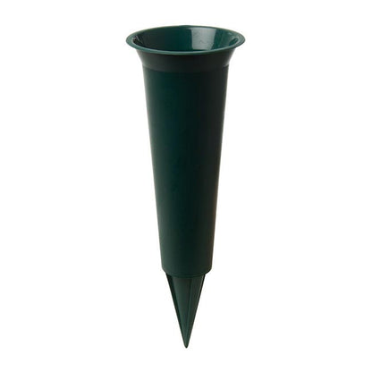 Cemetery Memorial Flower Vase with Spike Green (10Dx33cmH)
