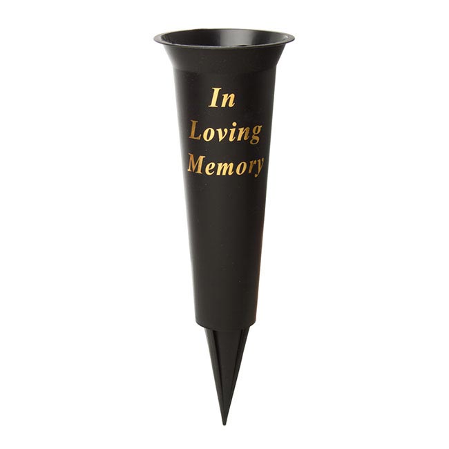 Cemetery Memorial Spike Vase "Loving Memory" BLK (10Dx33cmH)
