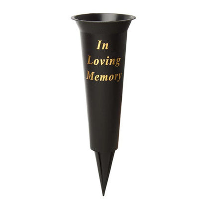 Cemetery Memorial Spike Vase "Loving Memory" BLK (10Dx33cmH)
